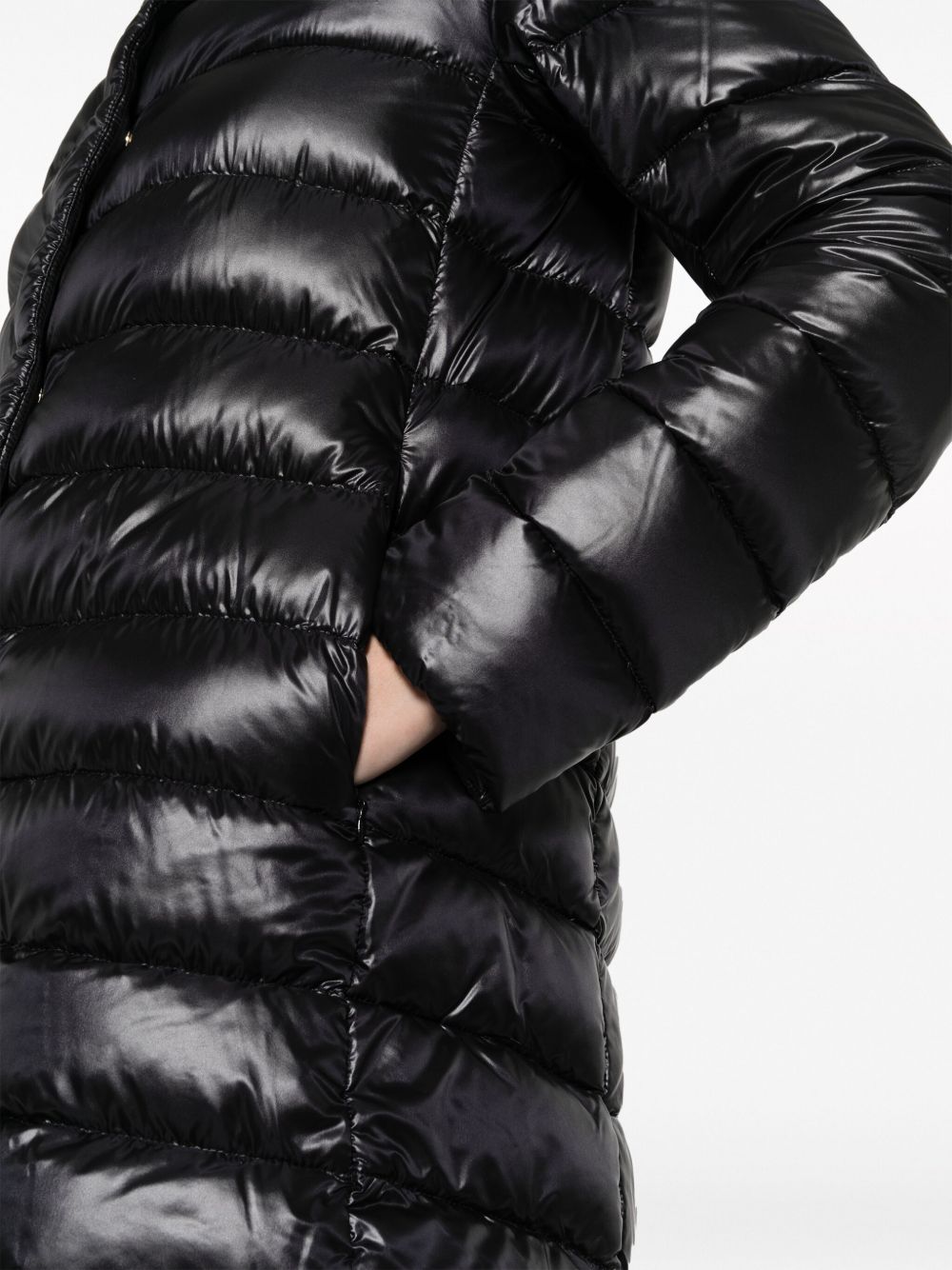 Herno Quilted Down Midi Jacket Black