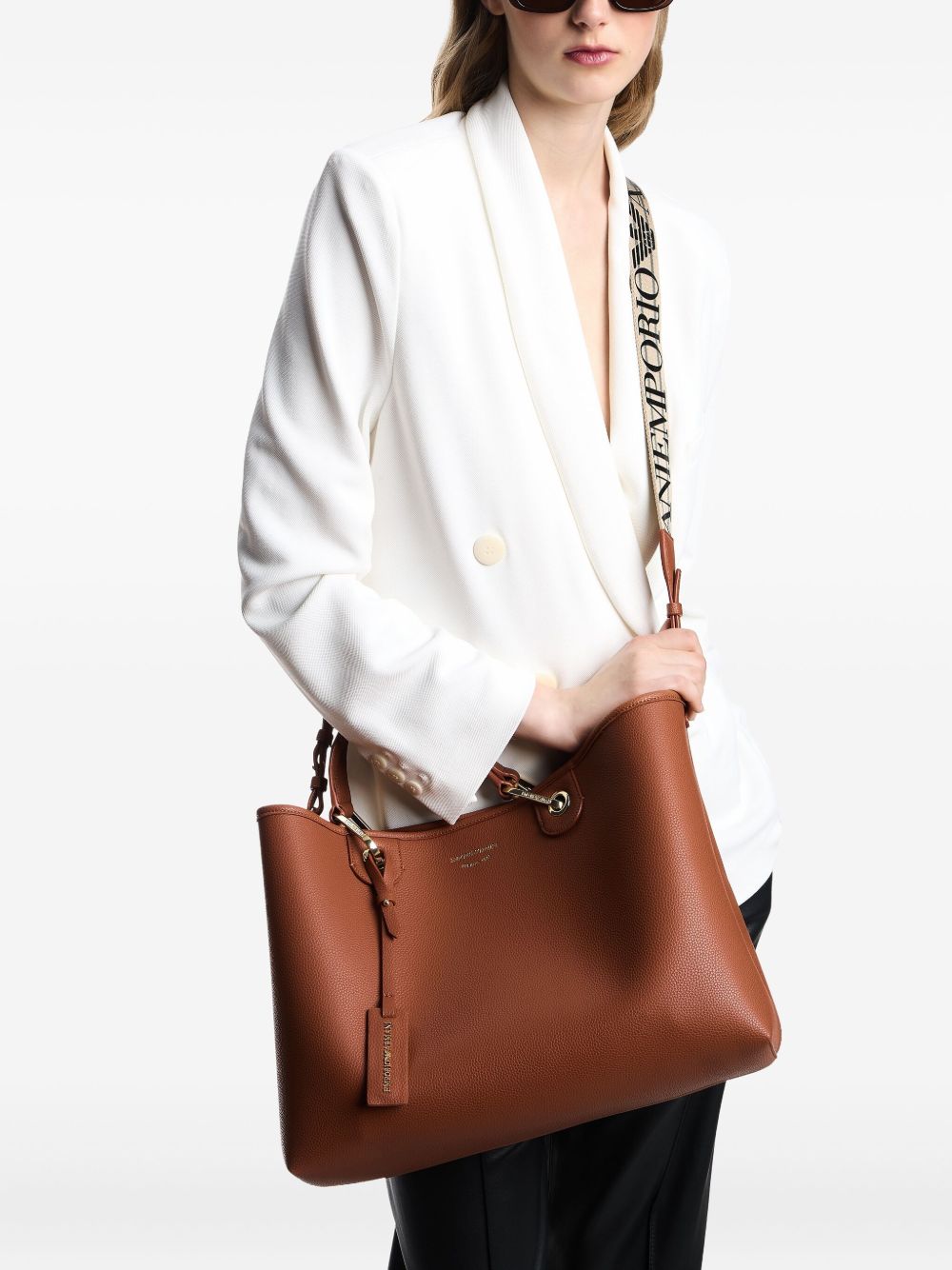 Emporio Armani MyEA Medium Brown Leather Shopper Bag Leather Brown