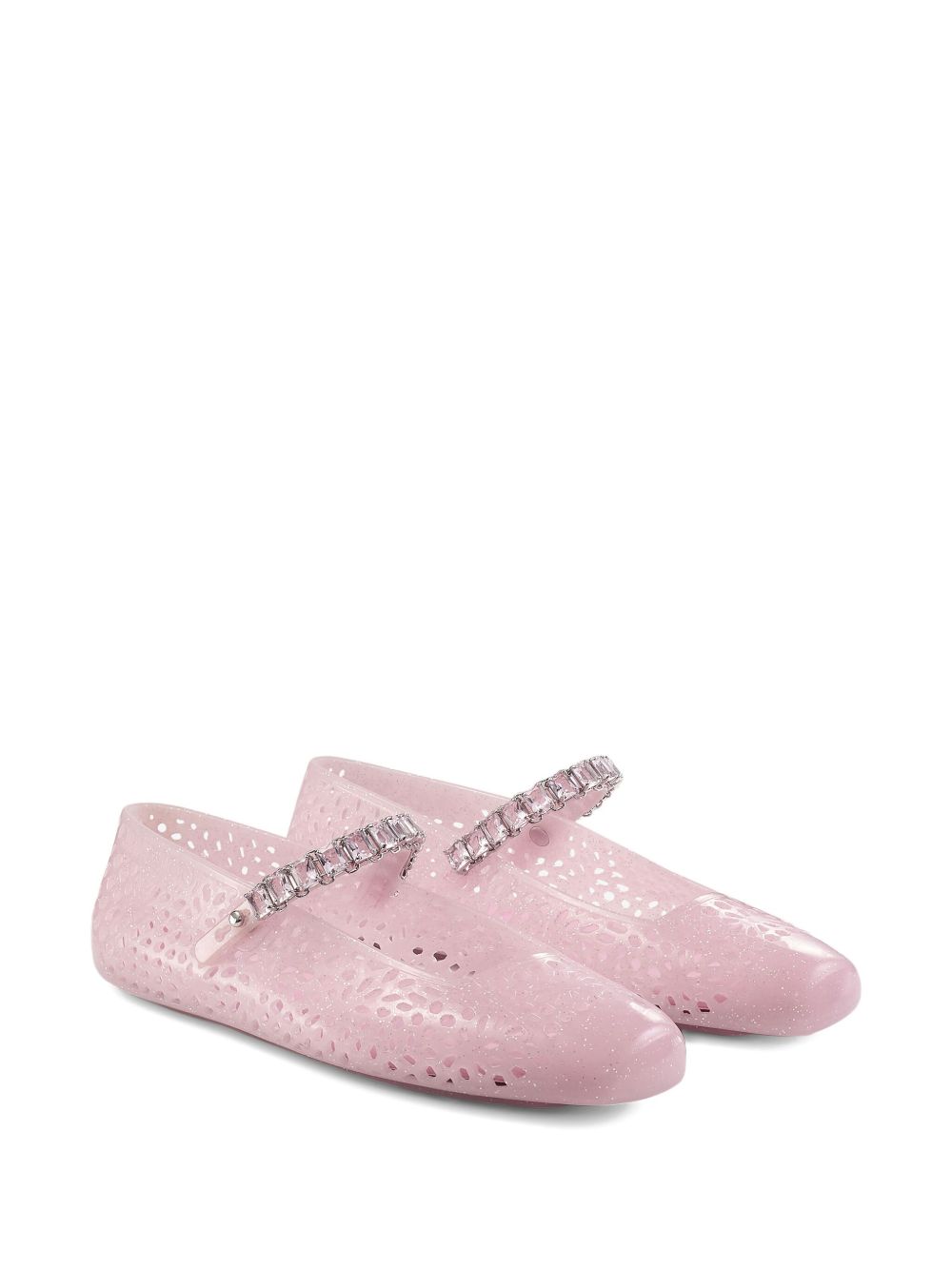 Jimmy Choo Jelly Glittered Flat Ballets Pink