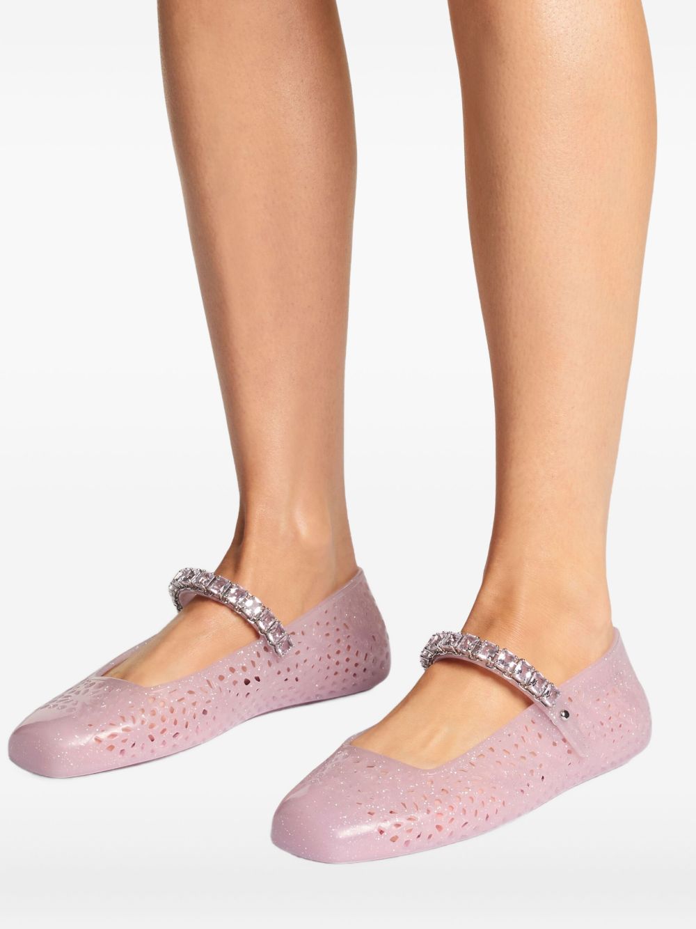 Jimmy Choo Jelly Glittered Flat Ballets Pink