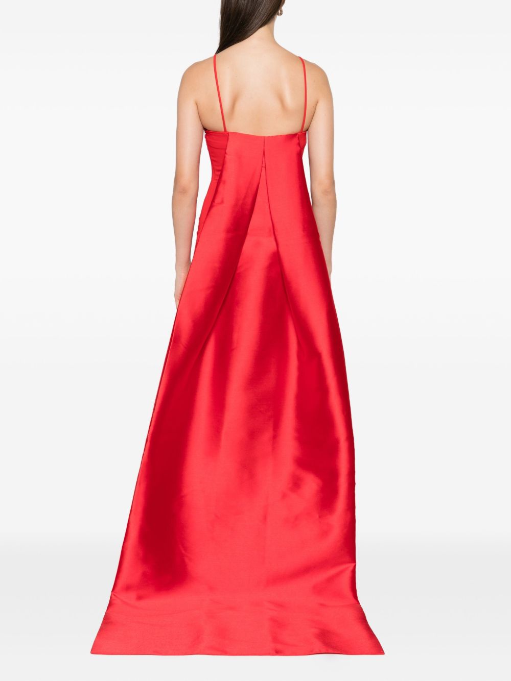 Solace London Halterneck Sleeveless Fitted Floor-Length Red Dress Red
