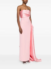 Solace London Kinsley Strapless Draped Satin Maxi Dress Pink