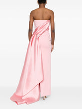 Solace London Kinsley Strapless Draped Satin Maxi Dress Pink