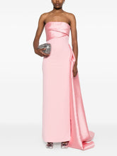 Solace London Kinsley Strapless Draped Satin Maxi Dress Pink