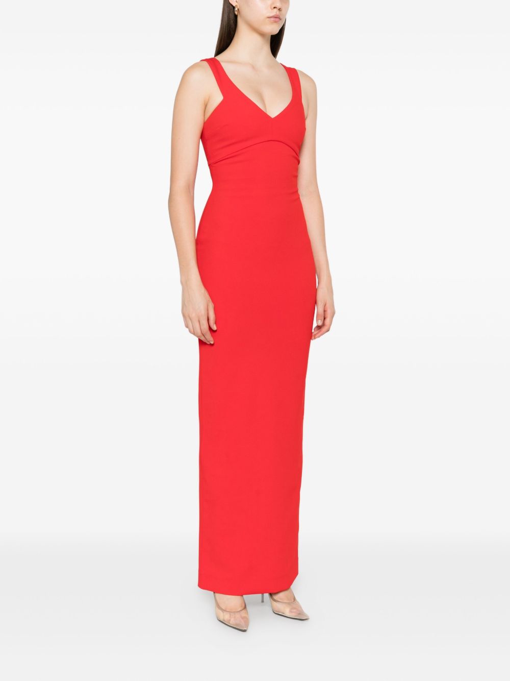 Solace London Nalani Red Sleeveless V-Neck Maxi Dress Red