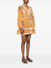 Zimmermann Ascension Ochre Cotton Mini Dress with Lace Detail Ochre