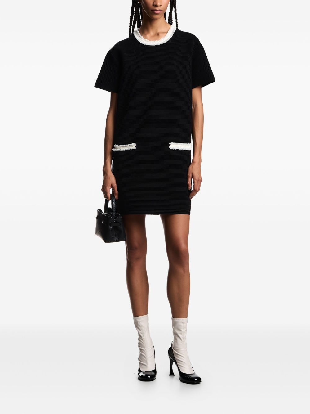 Emporio Armani Ribbed Short-Sleeved Mini Dress Black Black