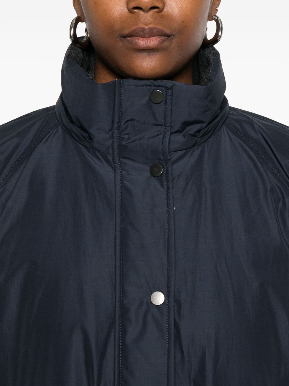 Brunello Cucinelli Detachable Hood Down Wool Jacket Blue