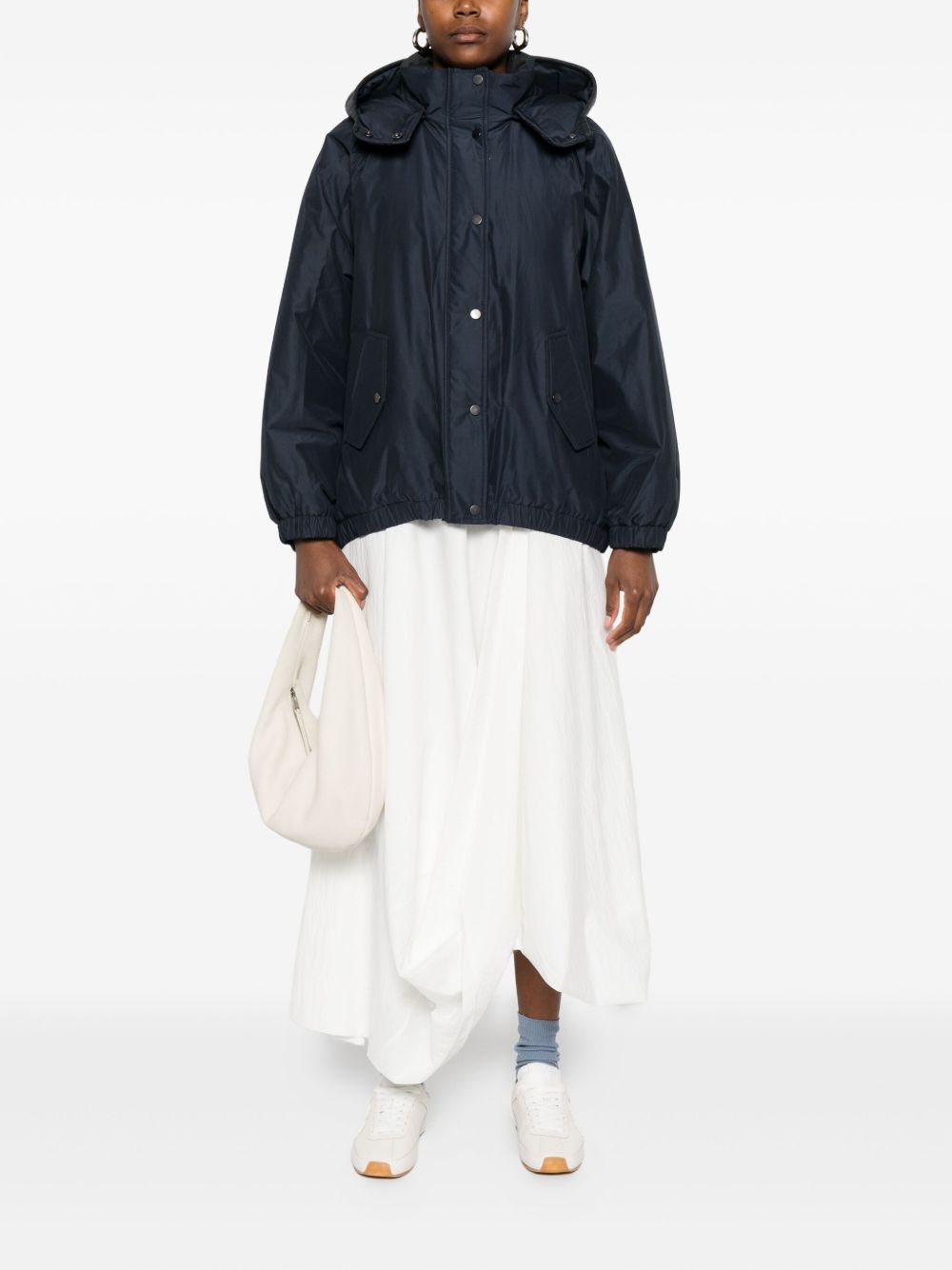 Brunello Cucinelli Detachable Hood Down Wool Jacket Blue