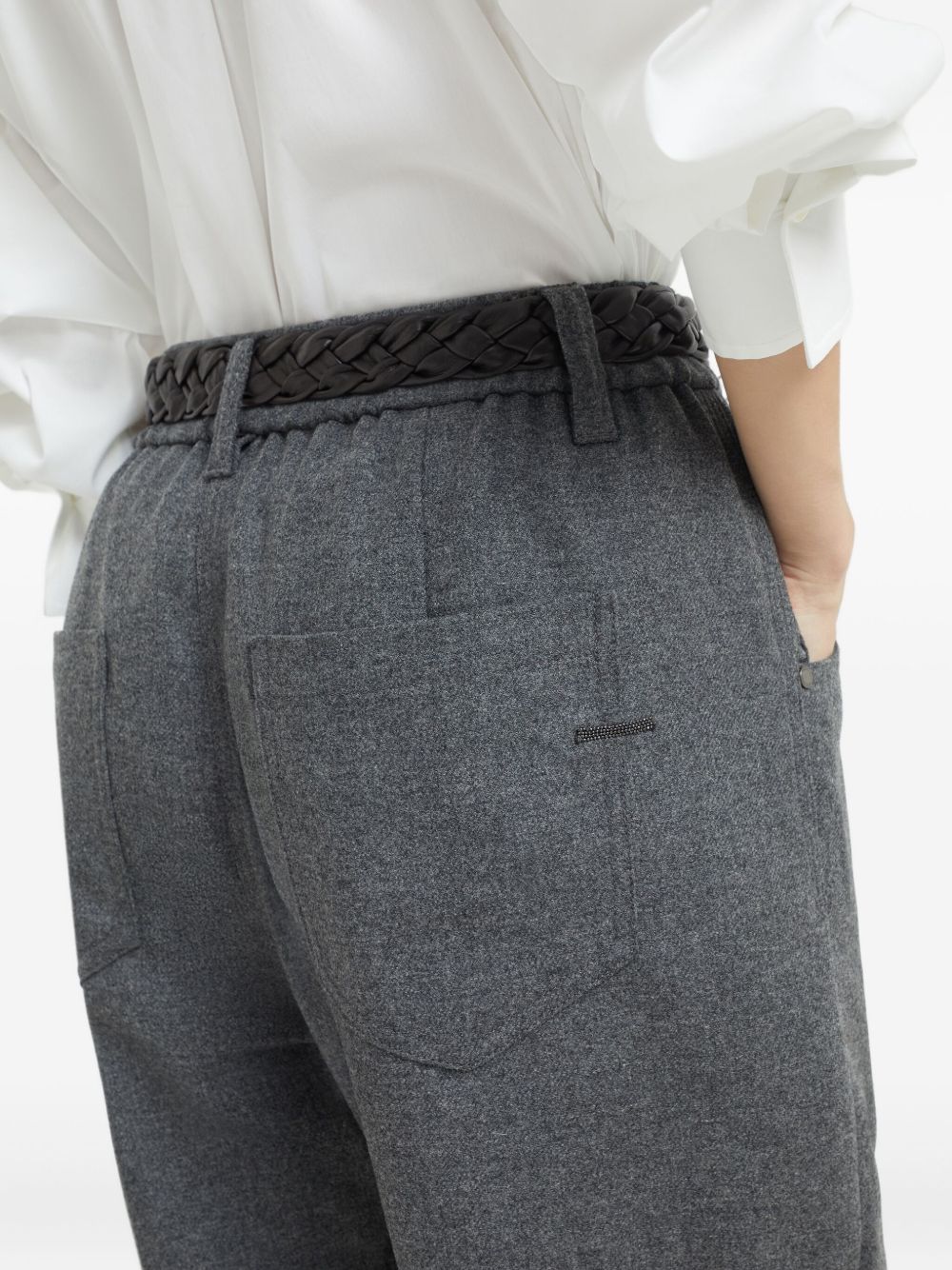 Brunello Cucinelli Pleated Wool-Cashmere Trousers Grey Grey