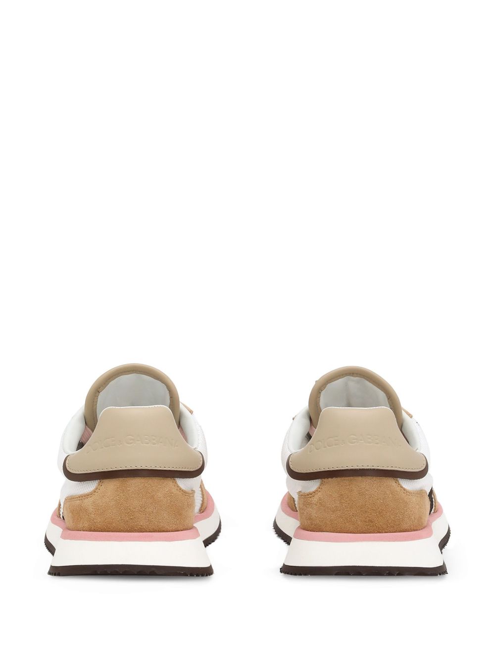 Dolce & Gabbana DG Cushion Suede Panelled Lace-Up Sneakers Beige