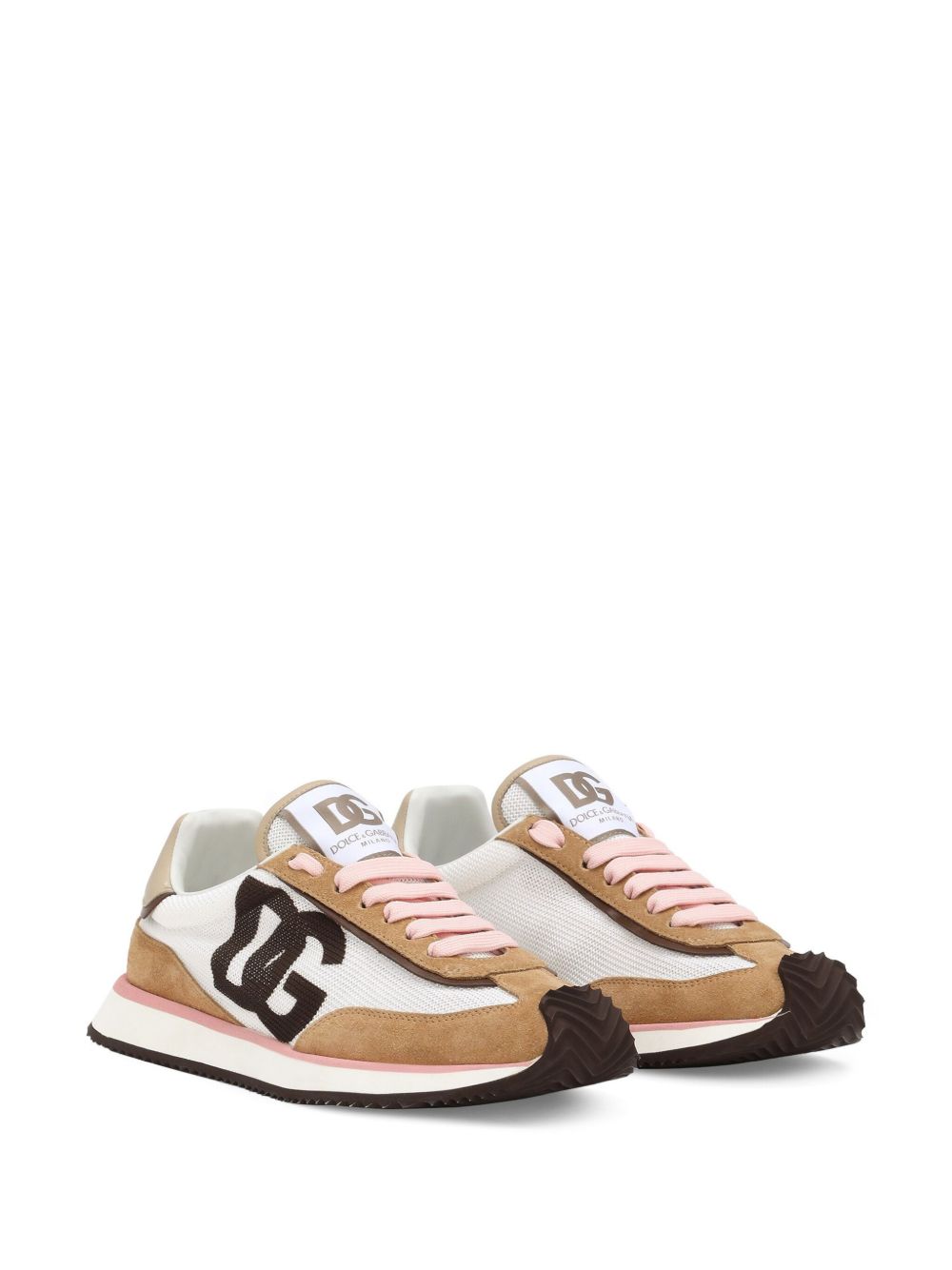 Dolce & Gabbana DG Cushion Suede Panelled Lace-Up Sneakers Beige
