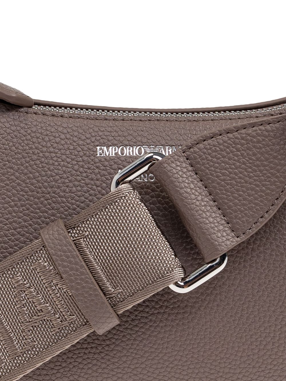 Emporio Armani Pebbled Leather Baguette Shoulder Bag Dove Grey