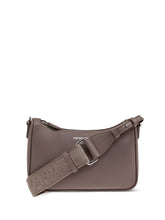 Emporio Armani Pebbled Leather Baguette Shoulder Bag Dove Grey