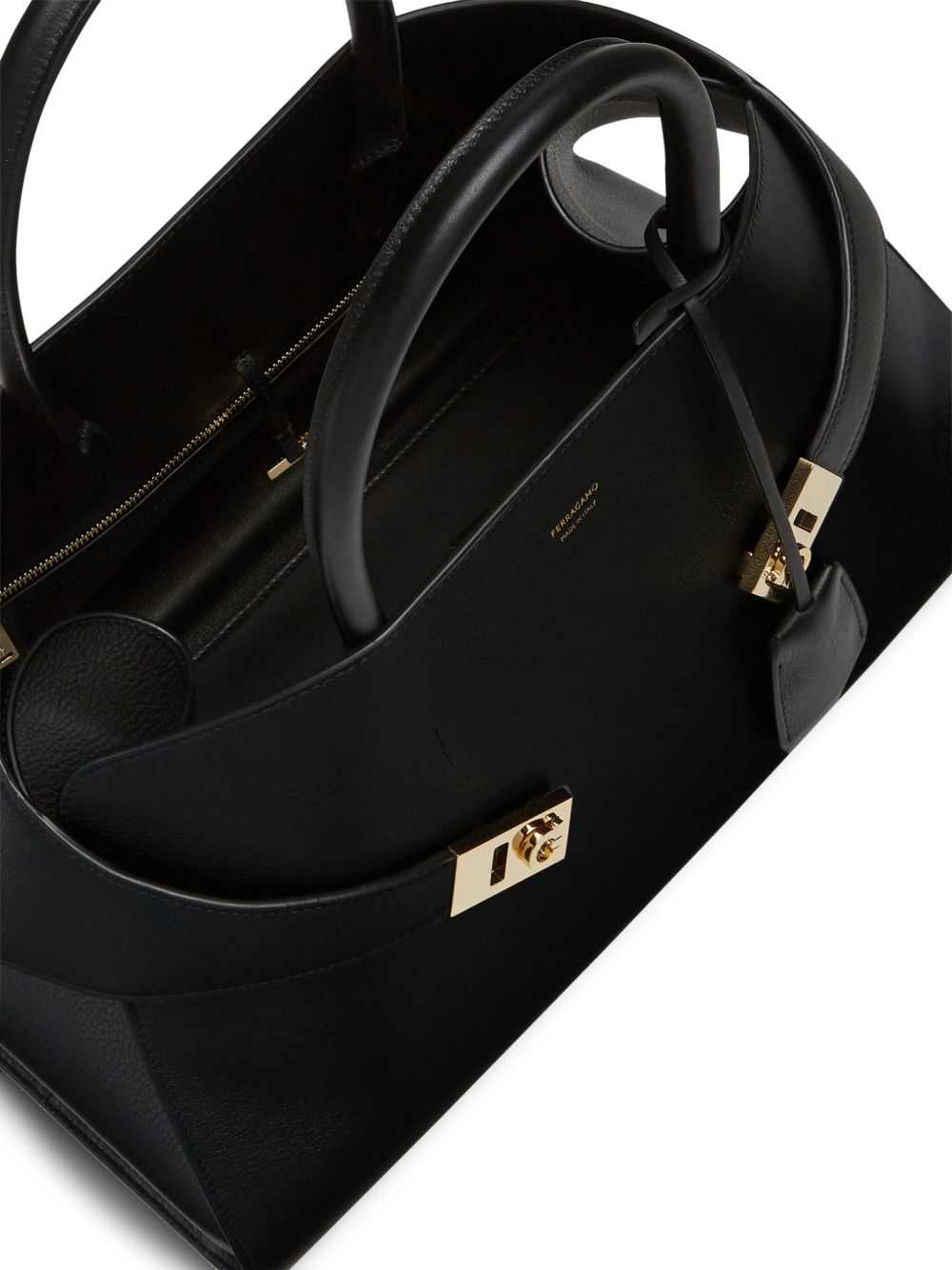 Ferragamo Medium Hug Gancini-Buckle Tote Bag Black