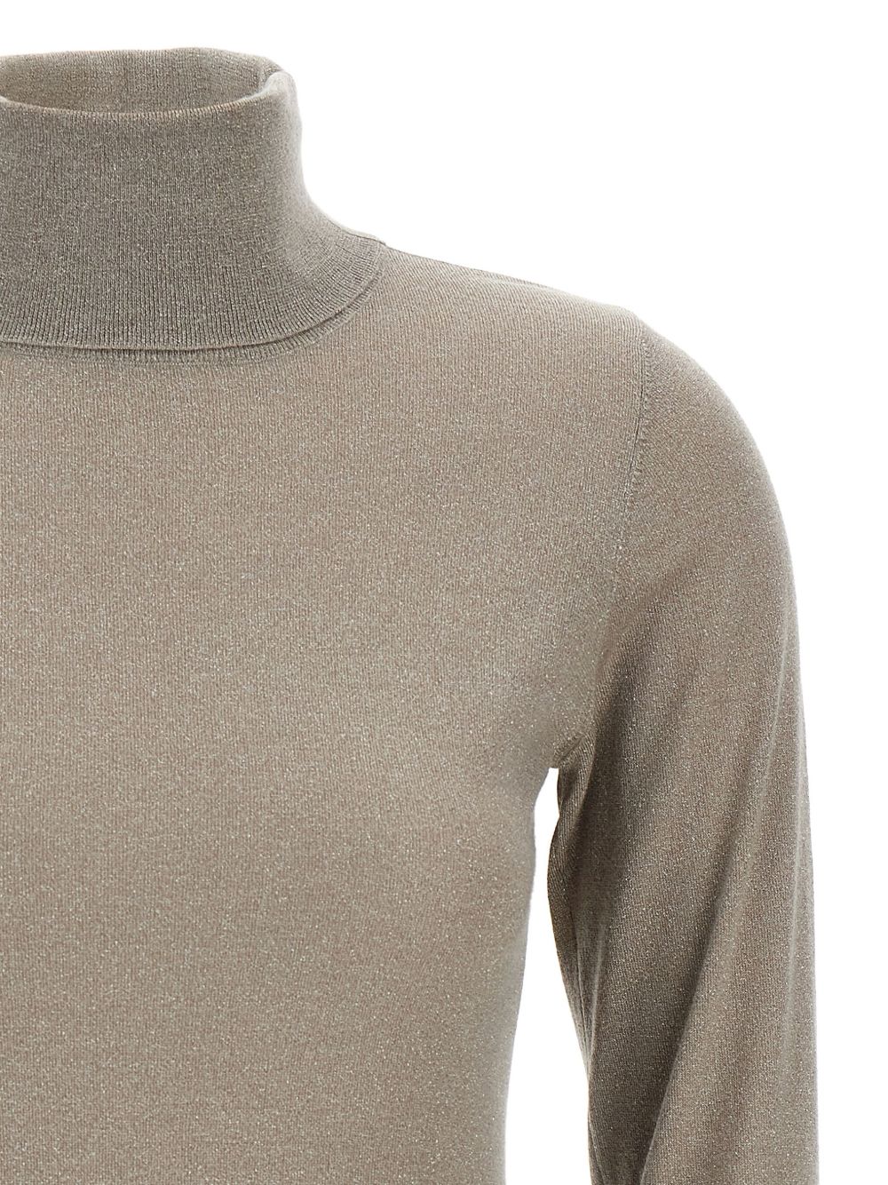 Brunello Cucinelli Cashmere-Silk Ribbed Turtleneck Sweater Dove Grey
