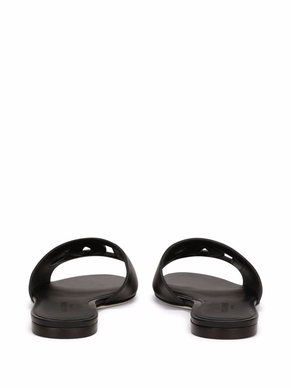 Dolce & Gabbana DG Millennials Logo Black Calf Leather Slides Black