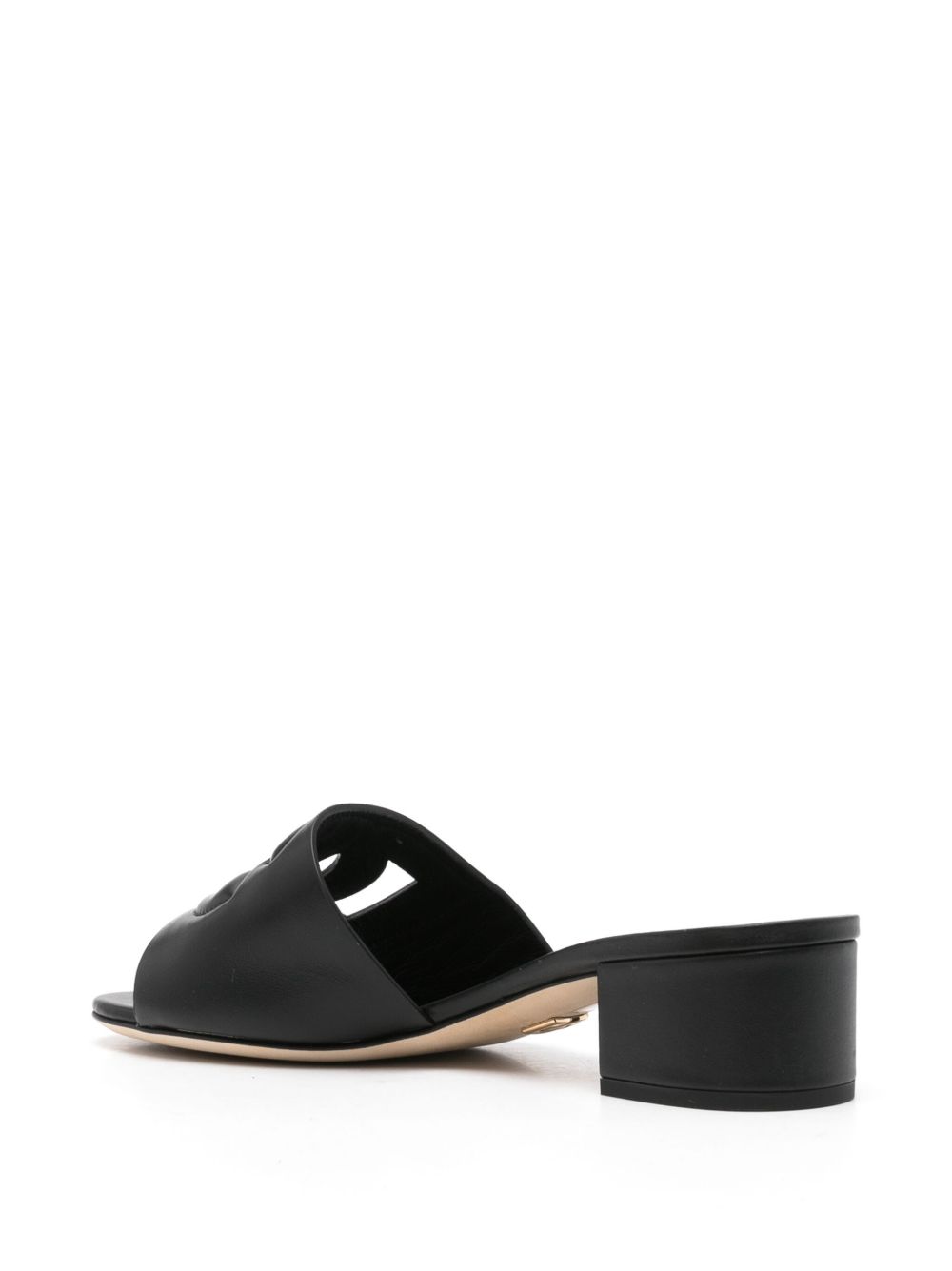 Dolce & Gabbana Cut-Out DG Logo 40mm Block Heel Leather Sandals Black black