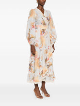 Zimmermann Ascension Floral-Print Lace-Trim Wrap Midi Dress Clear Blue