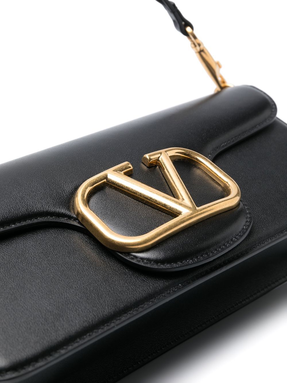 Valentino Garavani Locò Chain Lambskin Shoulder Bag Black