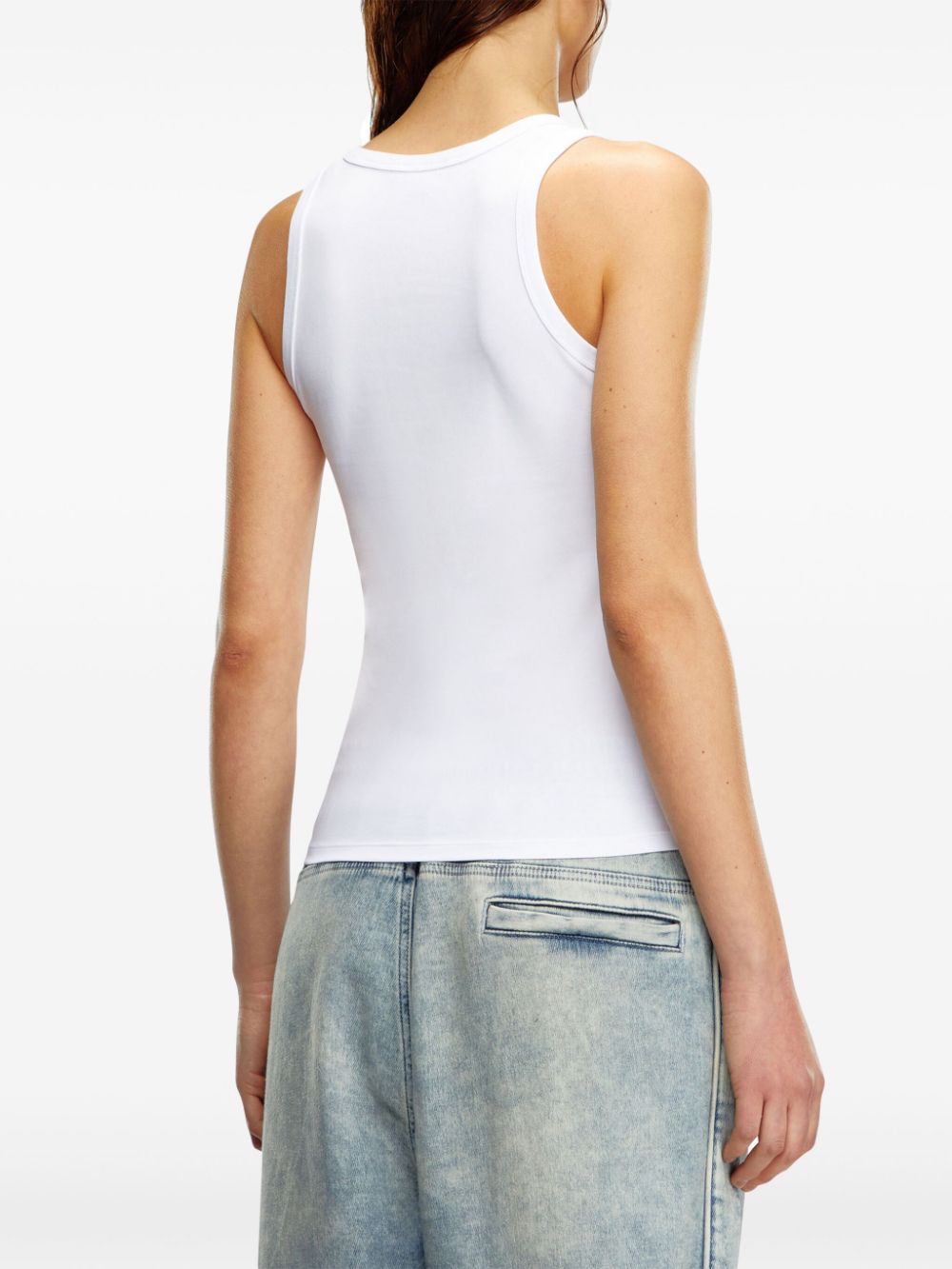 Diesel Oval D Plaque Organic Cotton Jersey Tank White