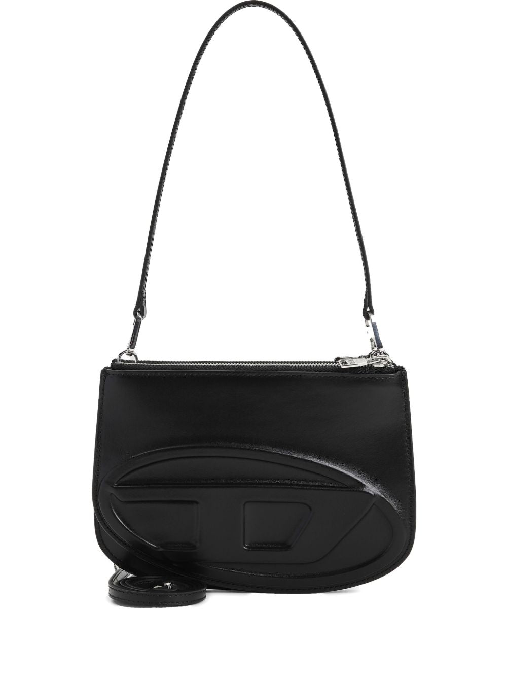 Diesel 1DR Twin Calf Leather Black Shoulder Bag Black