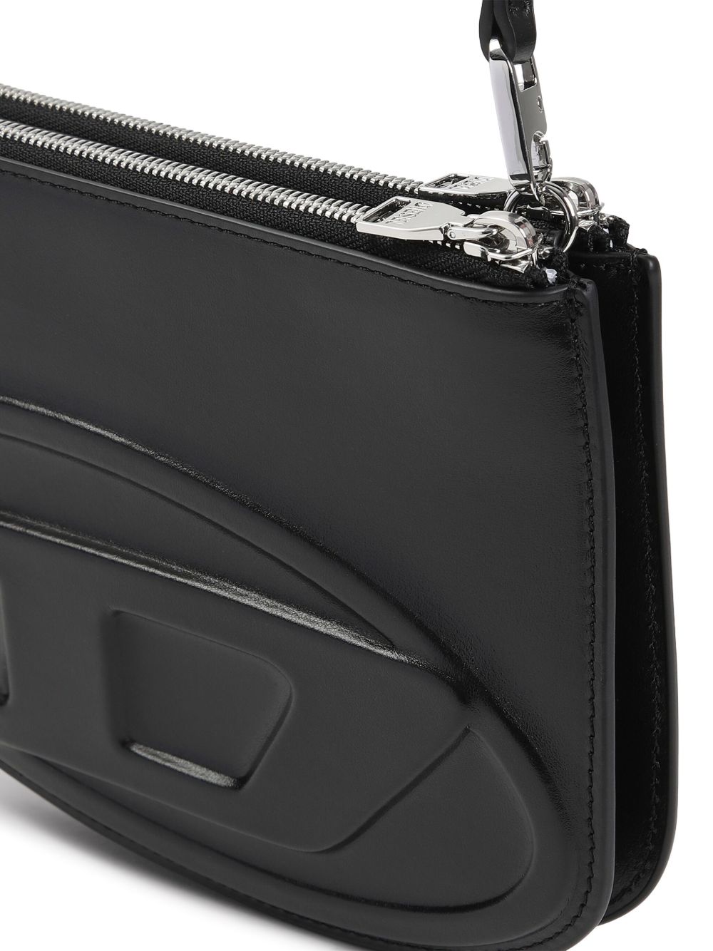 Diesel 1DR Twin Calf Leather Black Shoulder Bag Black