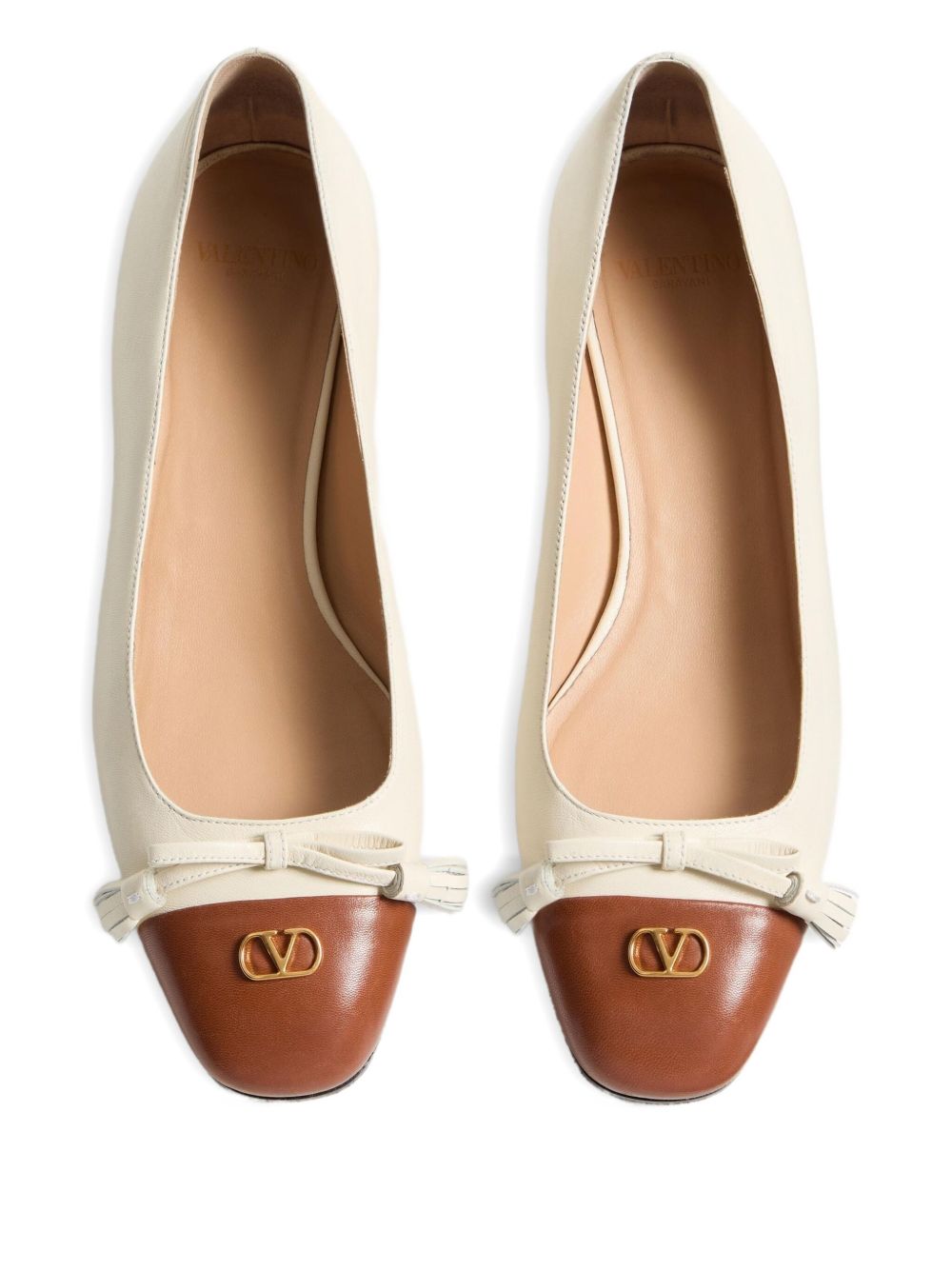 Valentino Garavani Valet Du Roi 25mm Ballerina With Gold-Tone Accent White