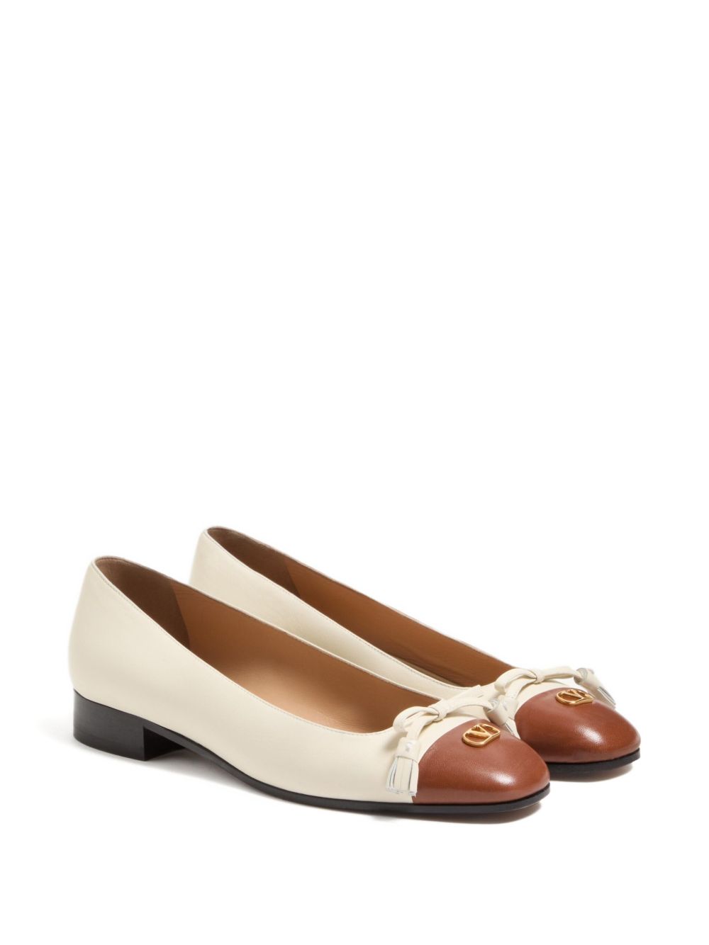 Valentino Garavani Valet Du Roi 25mm Ballerina With Gold-Tone Accent White