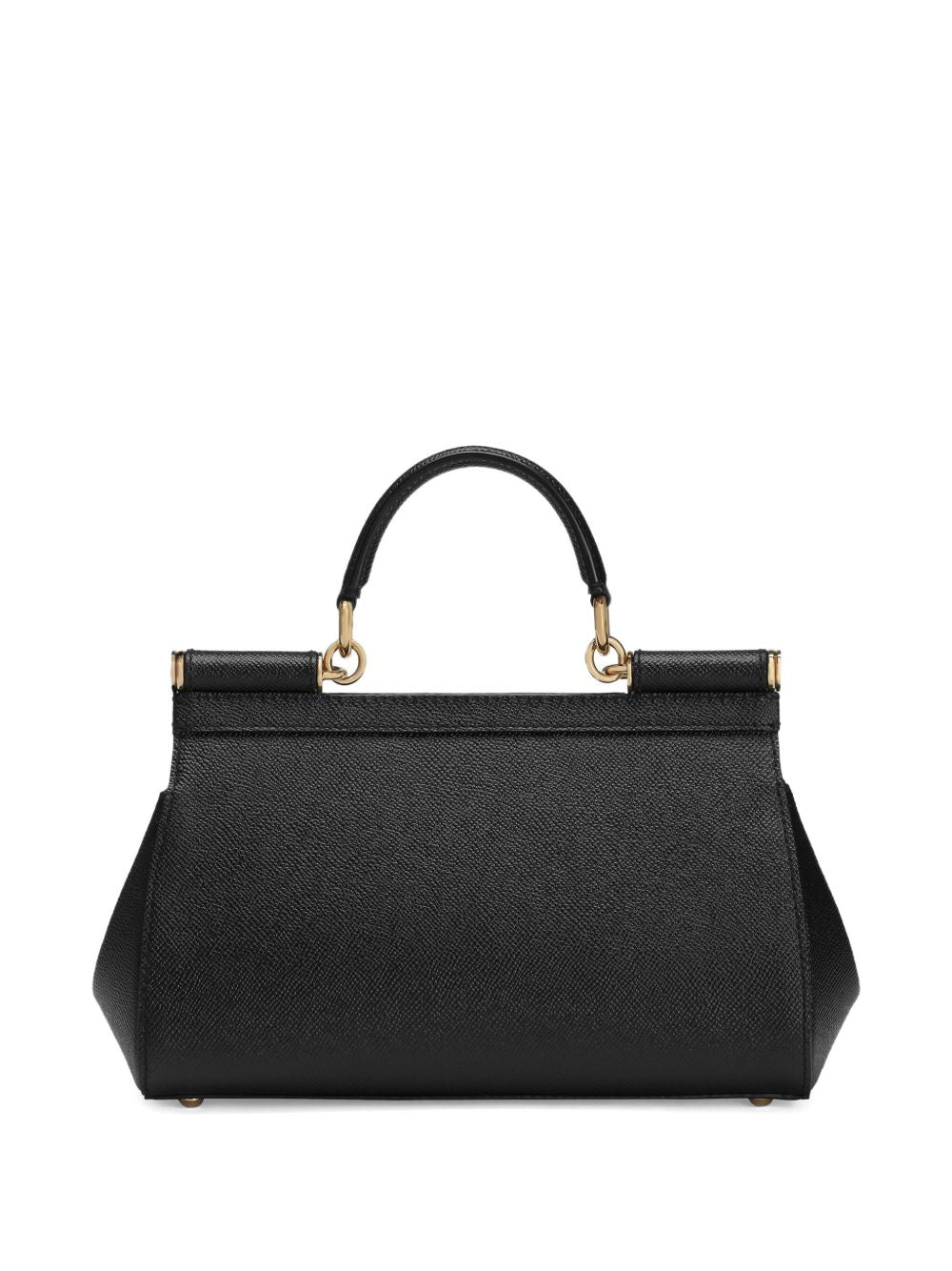 Dolce & Gabbana Sicily Silk & Nylon Allungata Leather Handbag Black