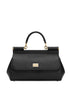 Dolce & Gabbana Sicily Silk & Nylon Allungata Leather Handbag Black
