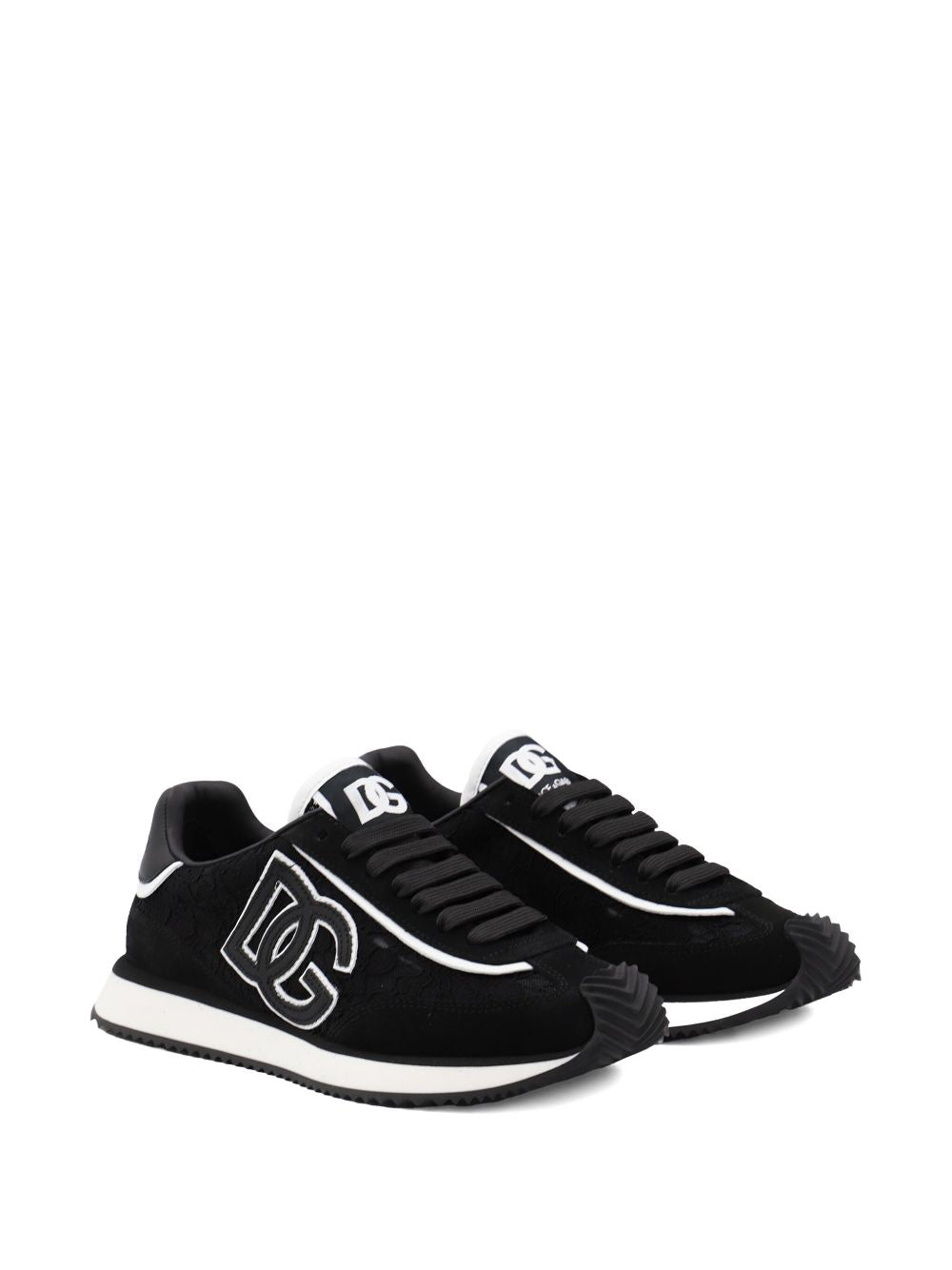 Dolce & Gabbana Silk and Nylon Logo Sneakers Black Black