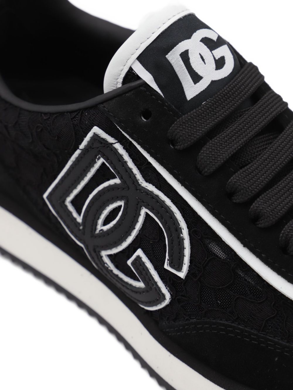 Dolce & Gabbana Silk and Nylon Logo Sneakers Black Black