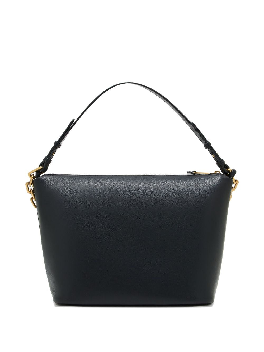 Emporio Armani Medium Leather Hobo Bag with Gold-Tone Chain Black
