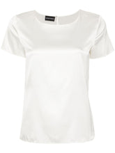 Emporio Armani Stretch-Silk Satin Short Sleeve Blouse White White