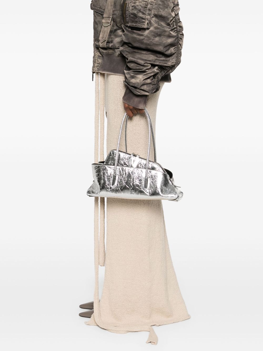 The Attico La Passeggiata Small Shoulder Bag Silver Silver