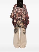 Pierre Louis Mascia Zigzag Floral Wool Poncho Cape Brown