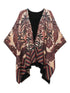 Pierre Louis Mascia Zigzag Floral Wool Poncho Cape Brown