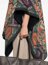 Pierre Louis Mascia Wool Tapestry Fringed Poncho Blue MultiColour