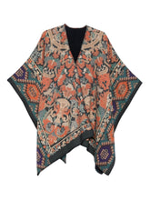 Pierre Louis Mascia Wool Tapestry Fringed Poncho Blue MultiColour