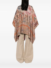 Pierre Louis Mascia Floral Wool Tapestry Poncho with Geometric Borders Beige