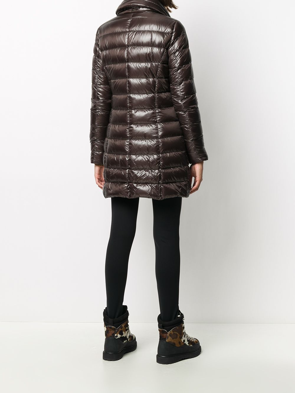 Herno Quilted Goose Down Midi Jacket Brown brown