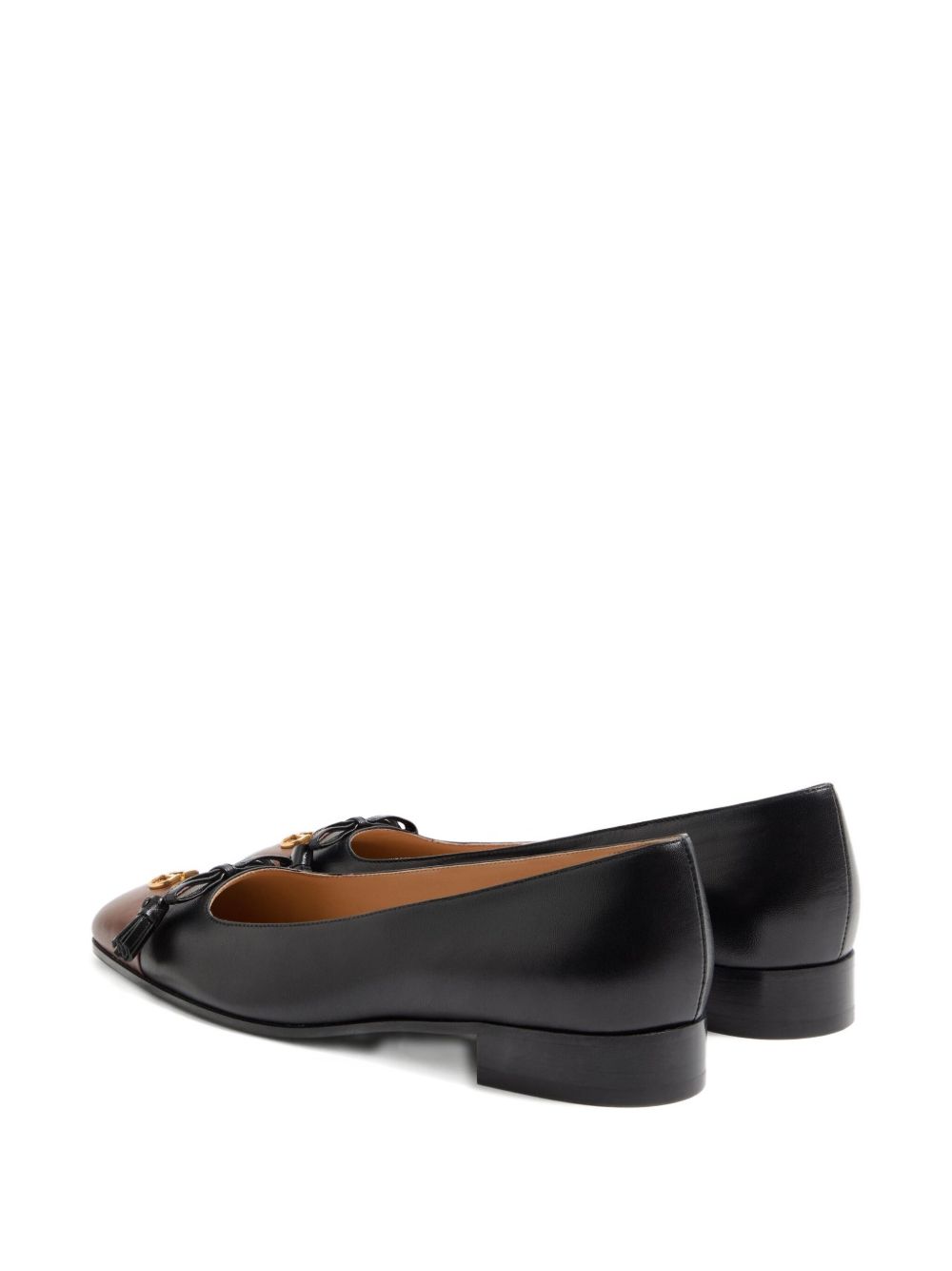 Valentino Garavani Flat Leather Ballet Shoes with Tassel Black Black