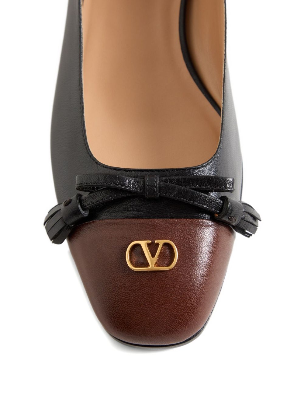 Valentino Garavani Flat Leather Ballet Shoes with Tassel Black Black