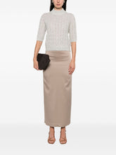 Brunello Cucinelli High Neck Short Sleeve Wool Knitted Sweater Grey Grey