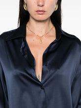 Tom Ford Navy Silk Long-Sleeve Shirt Blue
