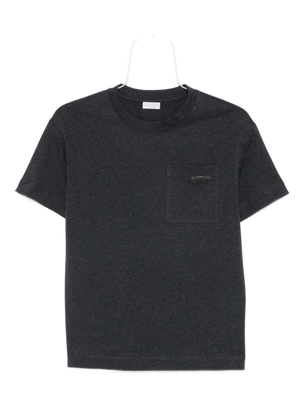 Brunello Cucinelli Charcoal Grey Cotton Patch Pocket T-Shirt Grey