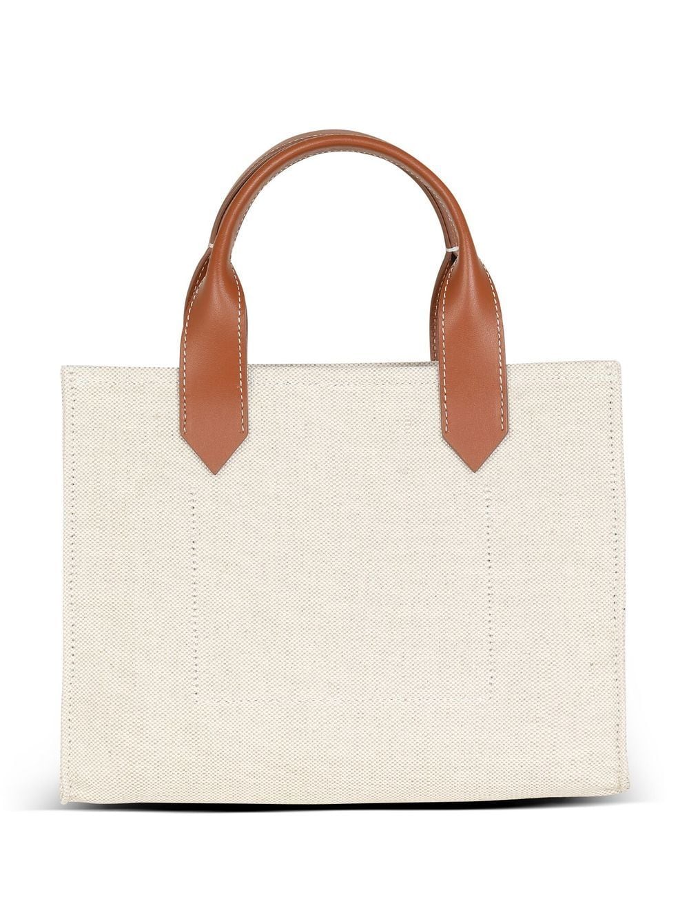 Balmain B-Army Small Canvas Tote Bag Leather Brown