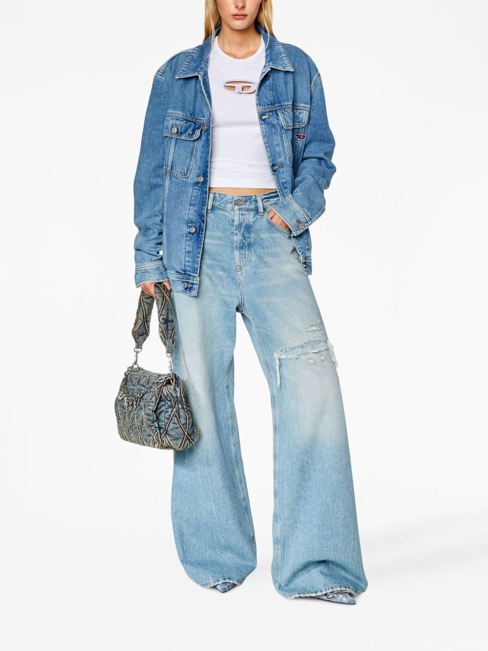 Diesel T-Angie Cut-Out Organic Cotton T-Shirt White