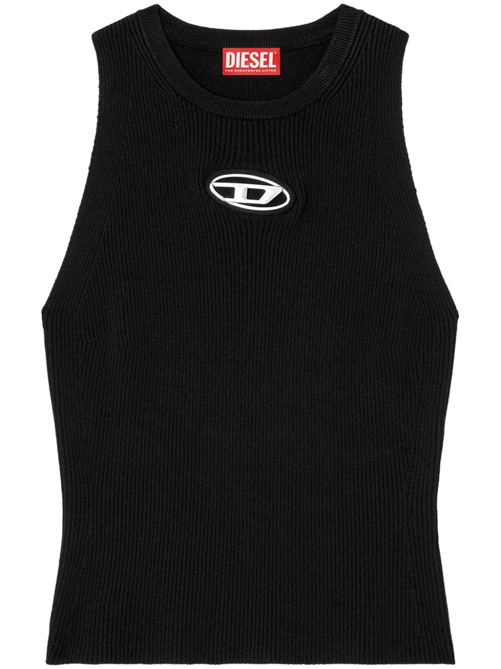 Diesel Fine Ribbed Sleeveless Oval-D Tank Top Black